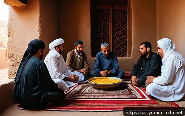 예멘 종교와 라마단 문화 - A warm and intimate early morning family gathering in a traditional Yemeni home preparing suhoor bef...